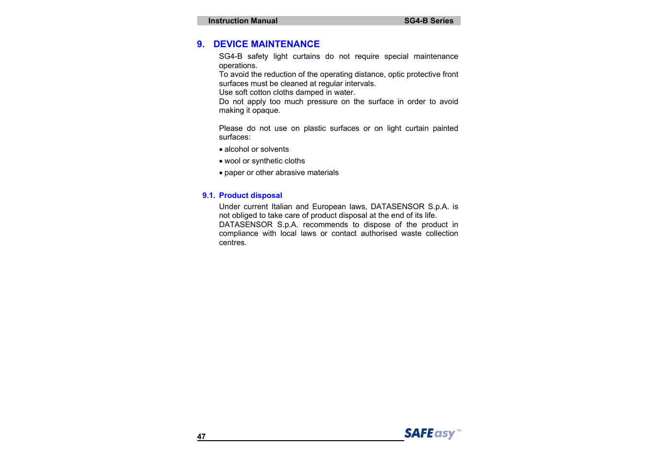 IDEC SG4 Type 4 Finger & Hand User Manual | Page 51 / 66