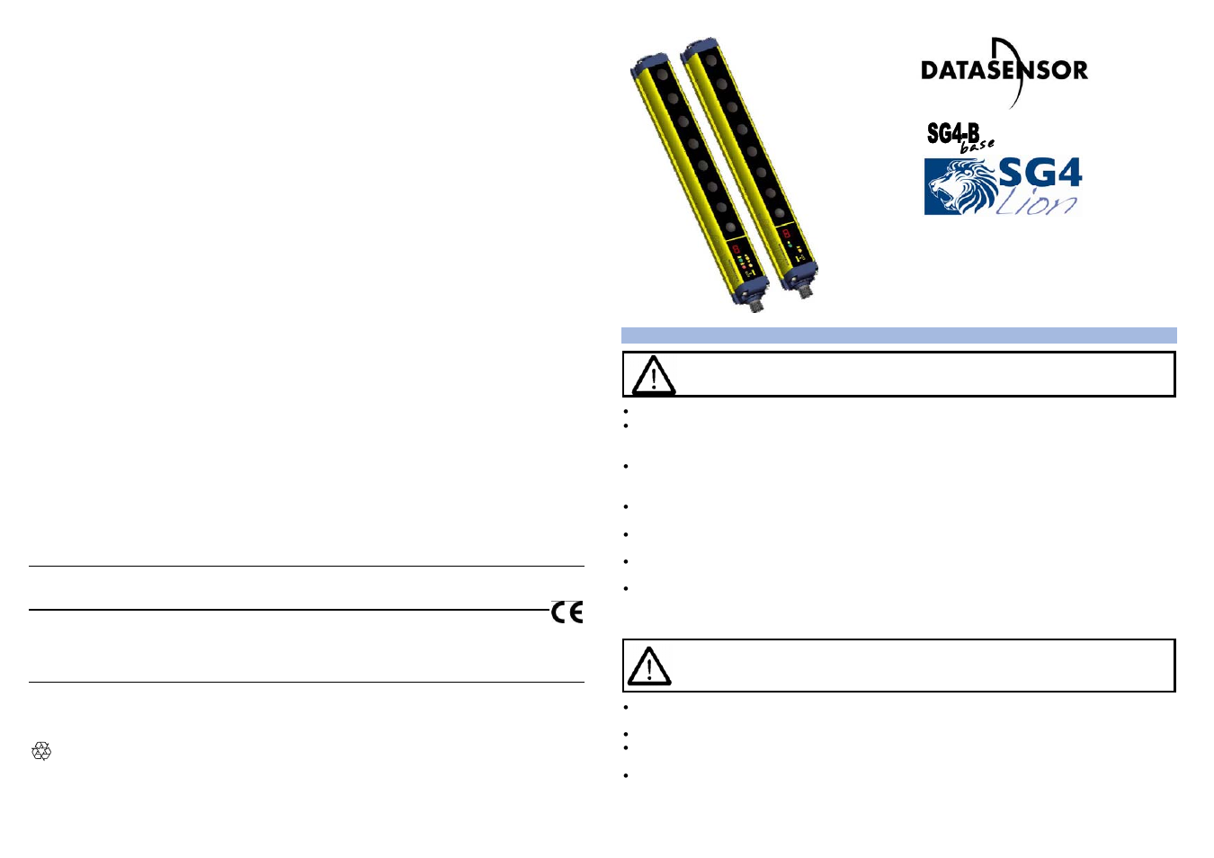 IDEC SG4 Type 4 Finger & Hand User Manual | 4 pages