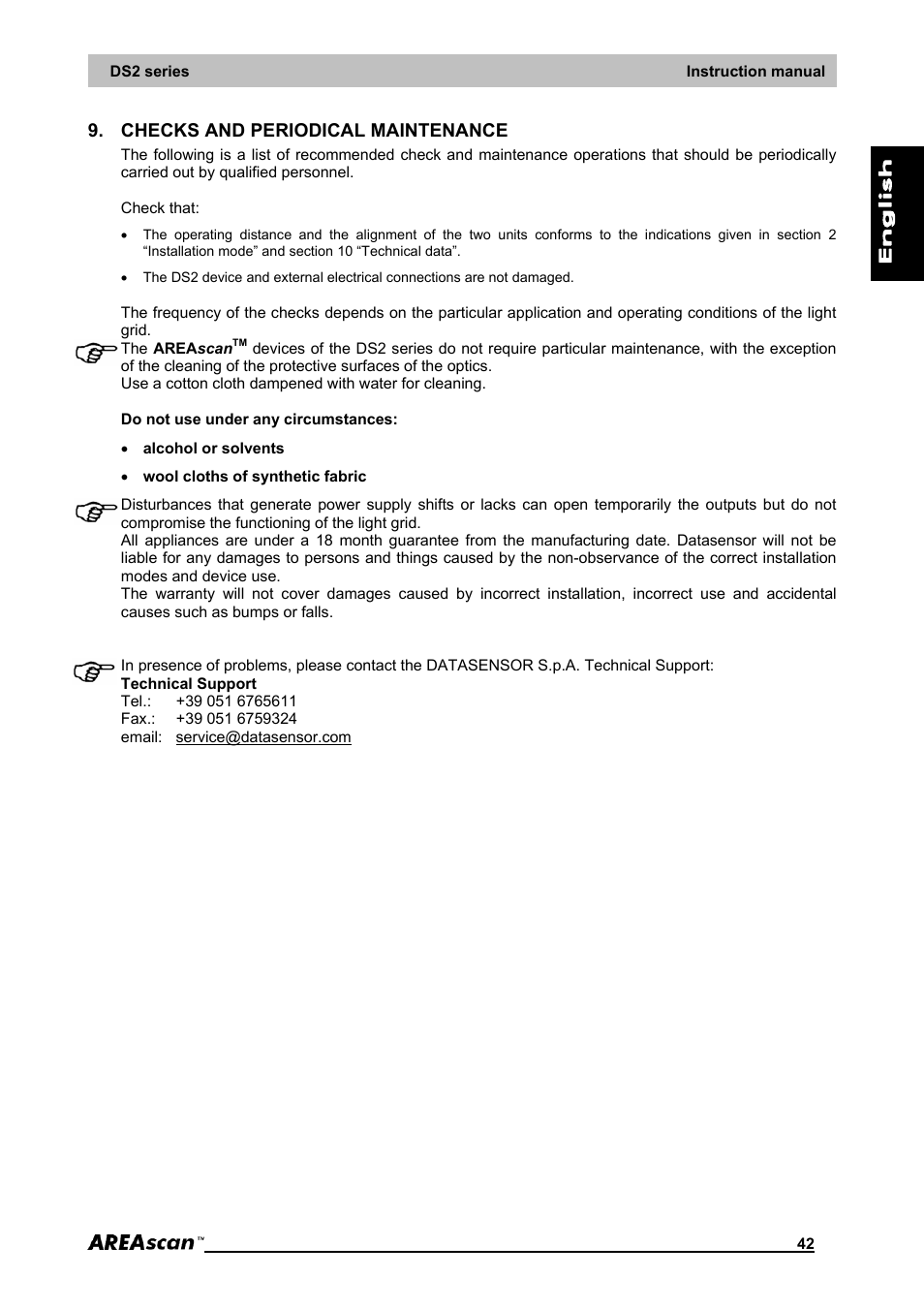Checks and periodical maintenance | IDEC DS2_Series User Manual | Page 43 / 45