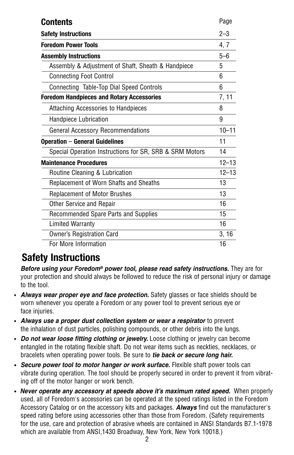 Foredom Series S User Manual | Page 2 / 16