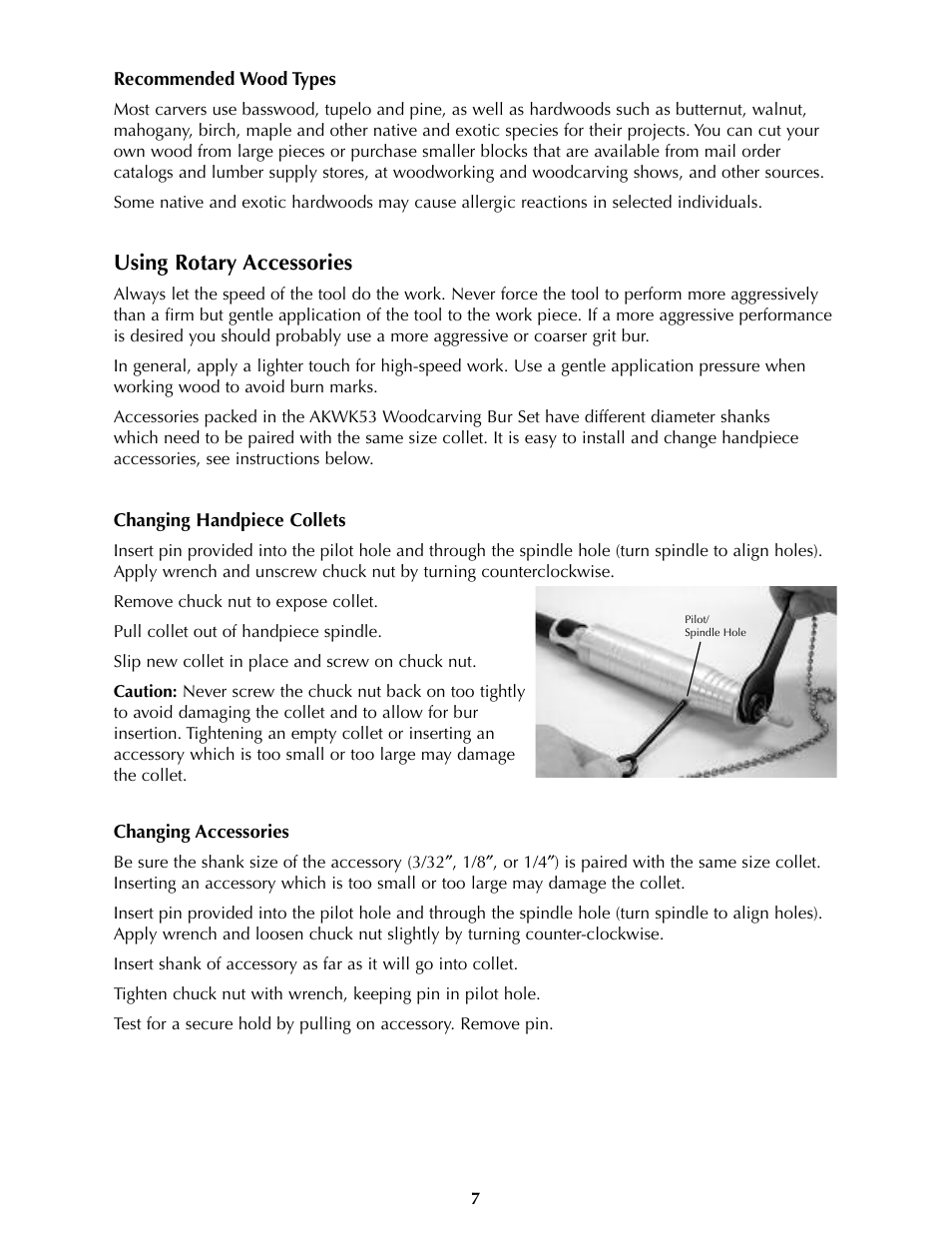 Using rotary accessories | Foredom Series SR User Manual | Page 7 / 27