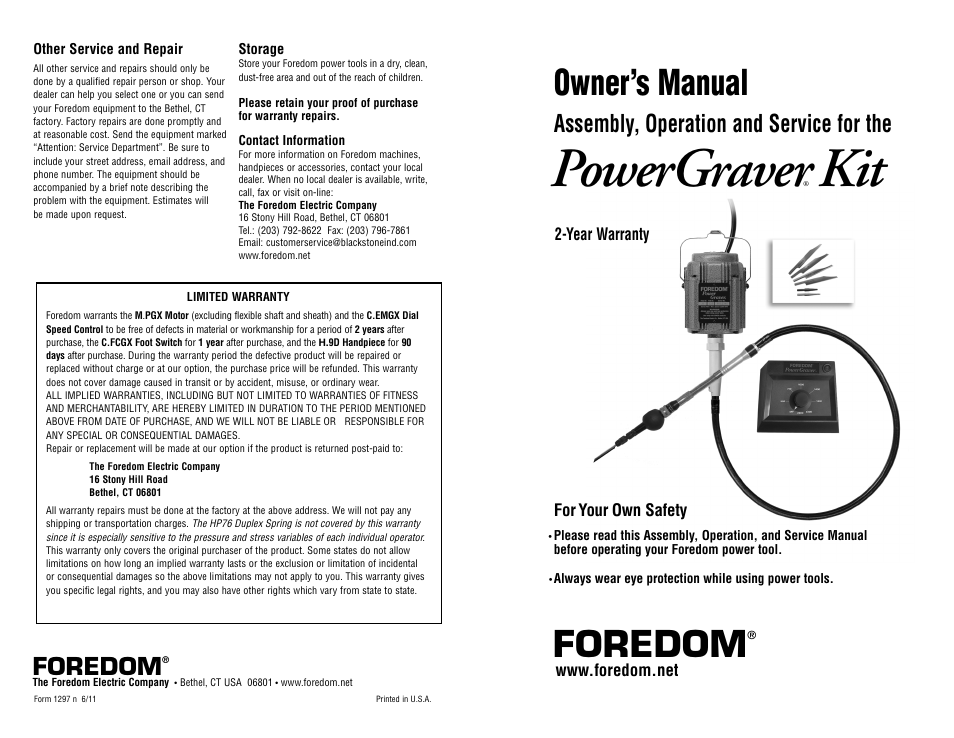 Foredom PowerGraver User Manual | 4 pages