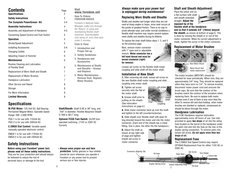Foredom PowerGraver User Manual | Page 2 / 4