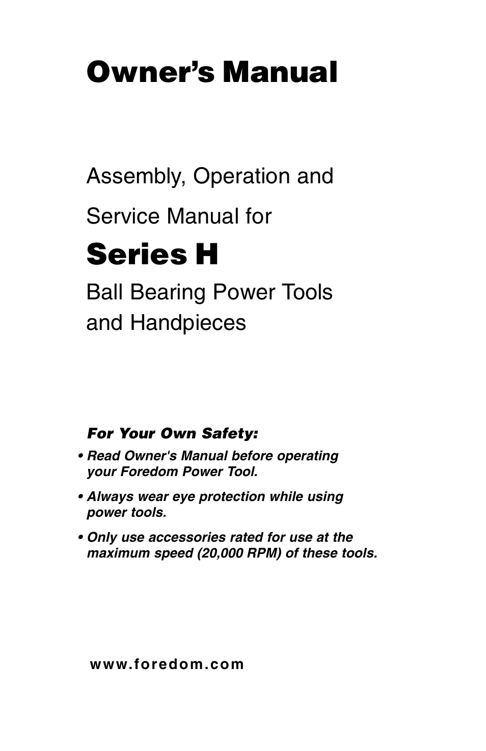 Foredom Series H User Manual | 12 pages