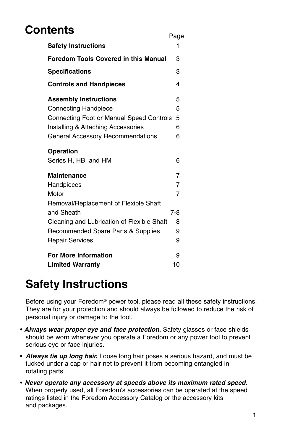 Foredom Series H User Manual | Page 2 / 12