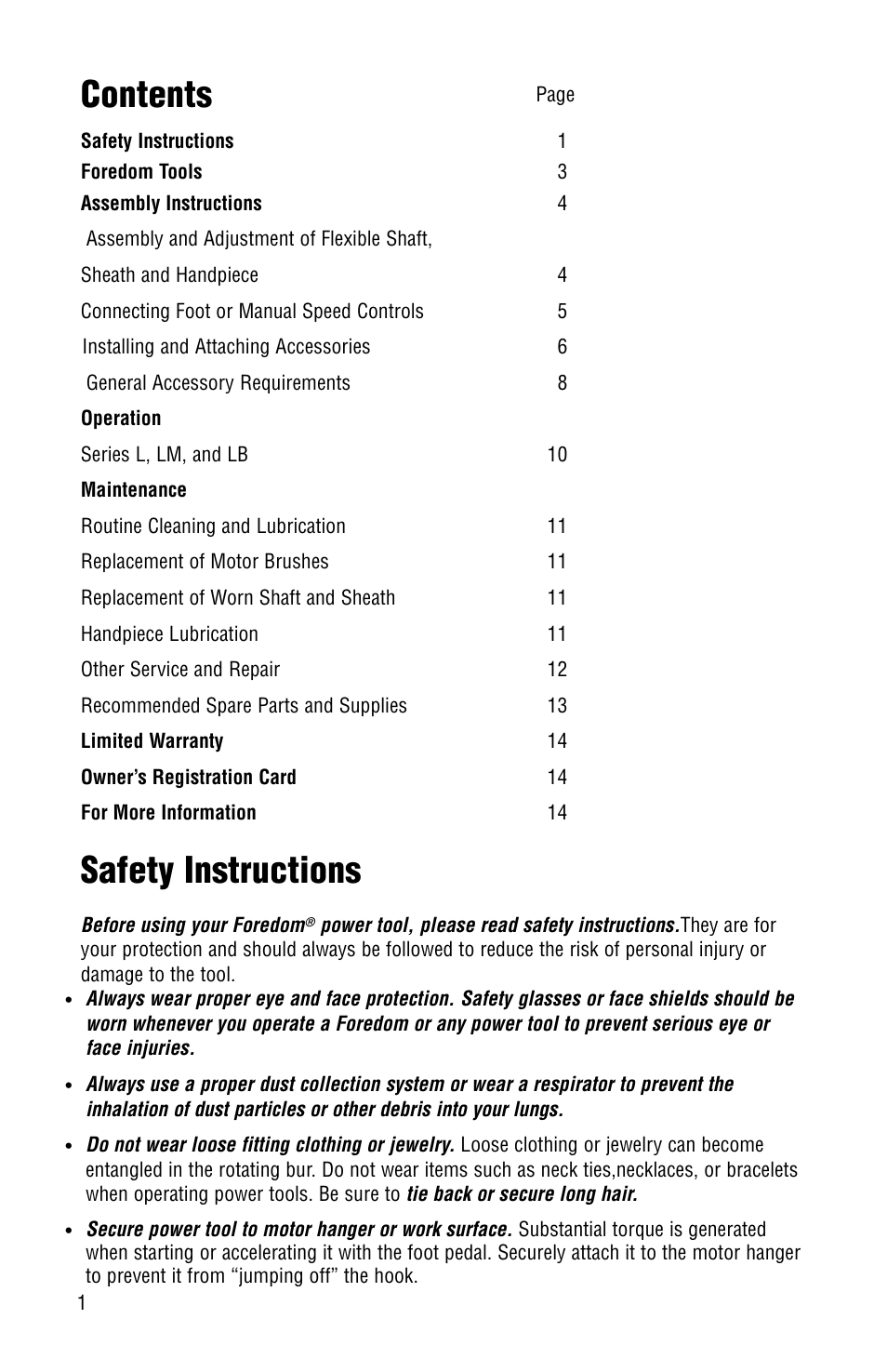 Foredom Series L User Manual | Page 2 / 16