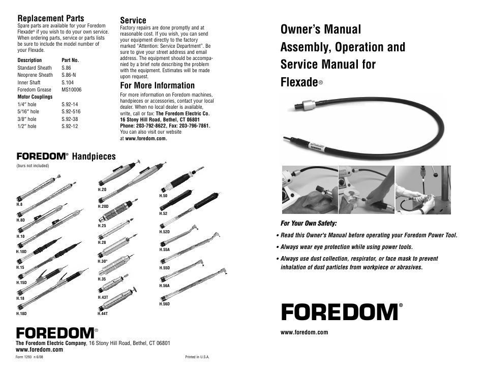Foredom Flexades User Manual | 2 pages