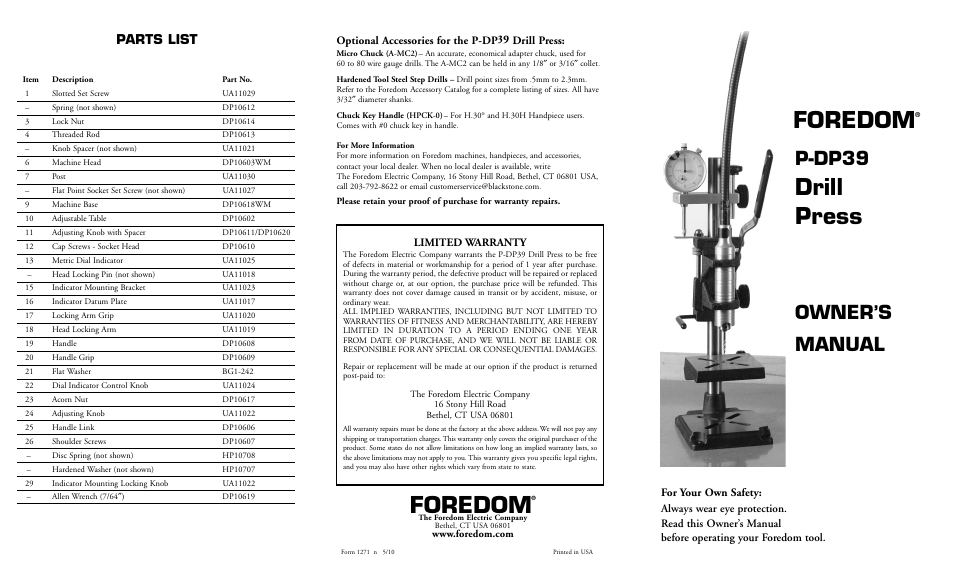 Foredom P-DP39 User Manual | 2 pages