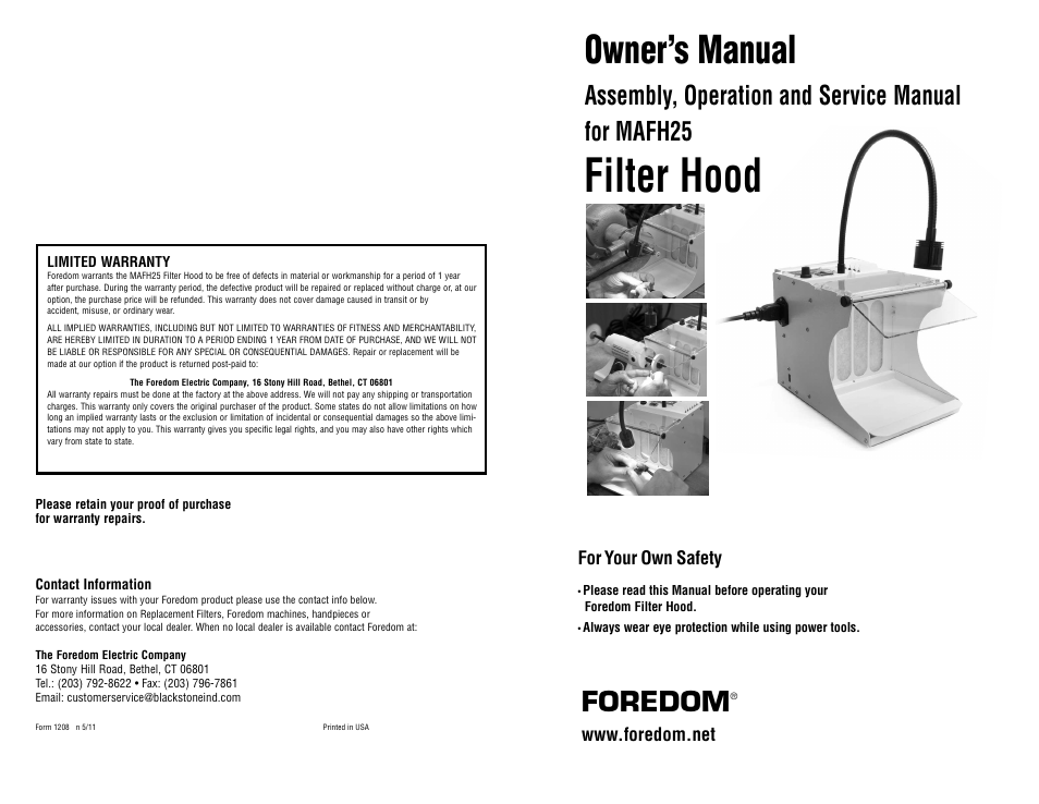 Foredom MAFH25 User Manual | 2 pages