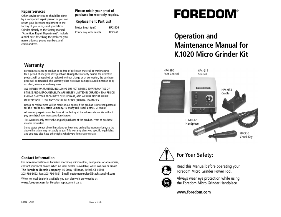 Foredom K.1020 User Manual | 3 pages