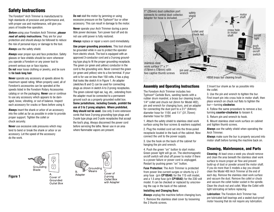 Safety instructions | Foredom M.402 User Manual | Page 2 / 2
