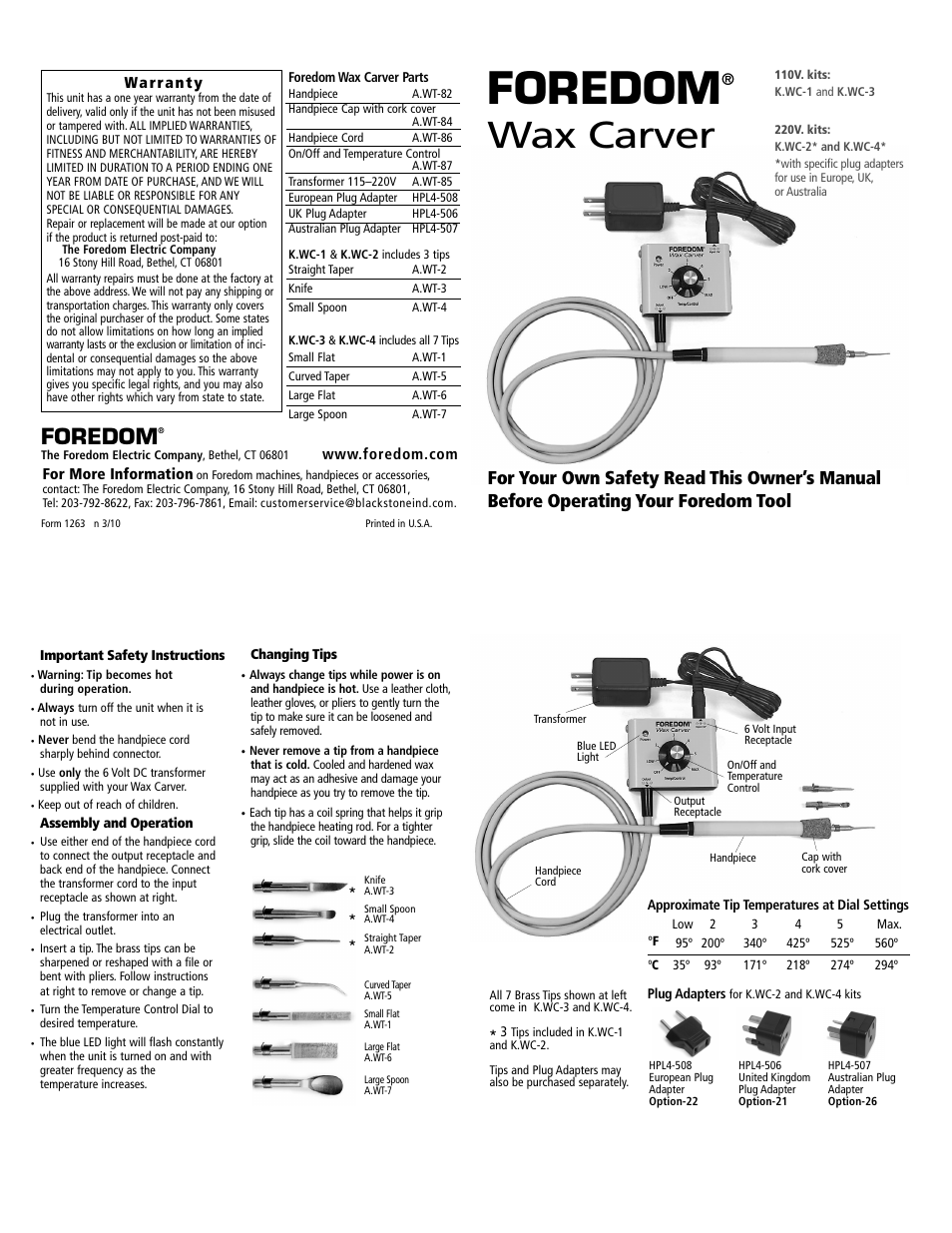 Foredom K.WC User Manual | 1 page