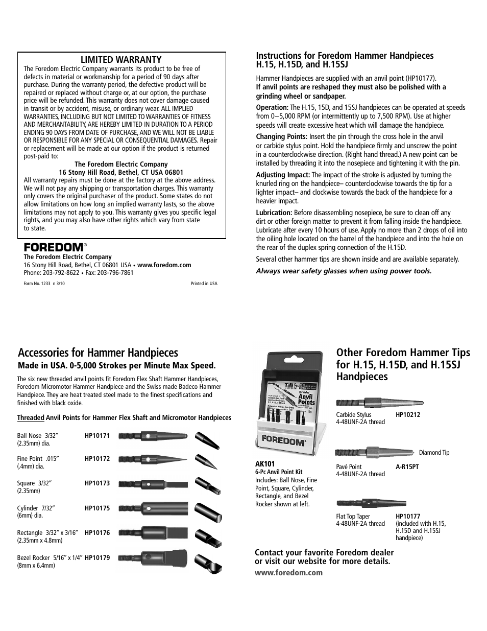 Foredom H.15SJ User Manual | 1 page