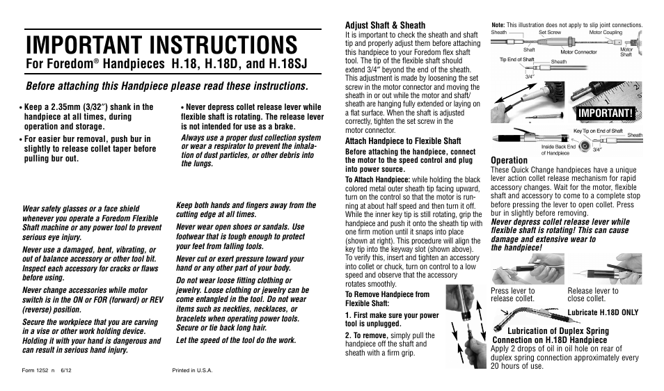 Foredom H.18SJ User Manual | 2 pages