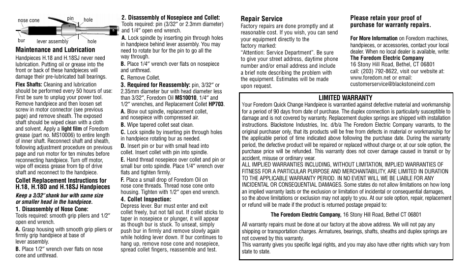 Foredom H.18SJ User Manual | Page 2 / 2