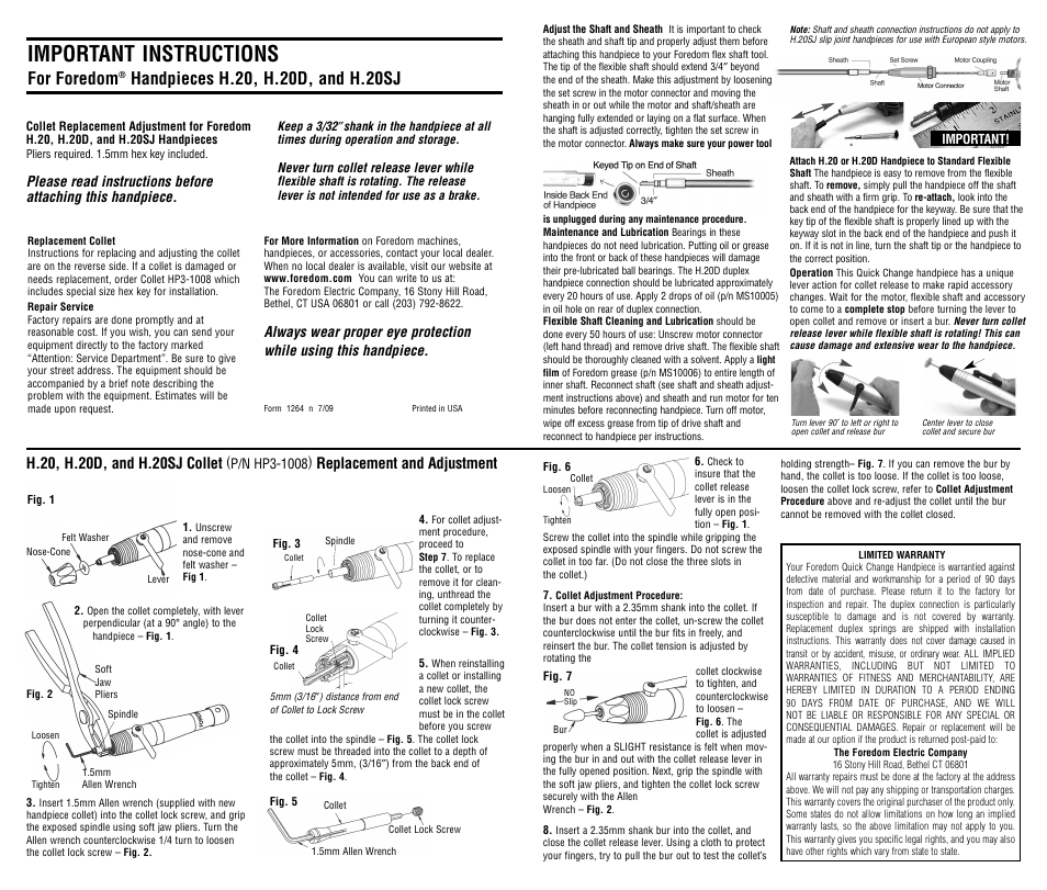 Foredom H.20SJ User Manual | 1 page