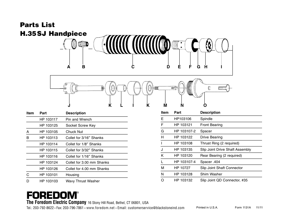 Foredom H.35SJ User Manual | 2 pages
