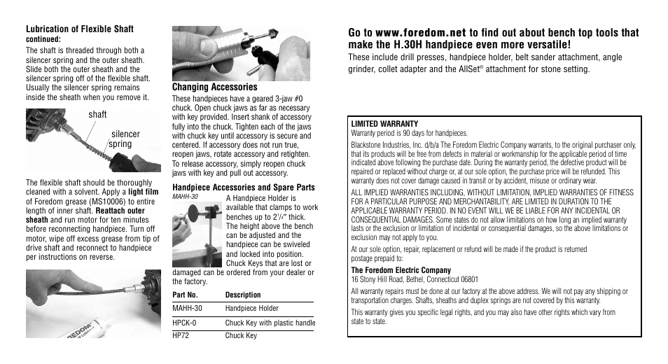 Foredom H.30H User Manual | Page 2 / 2