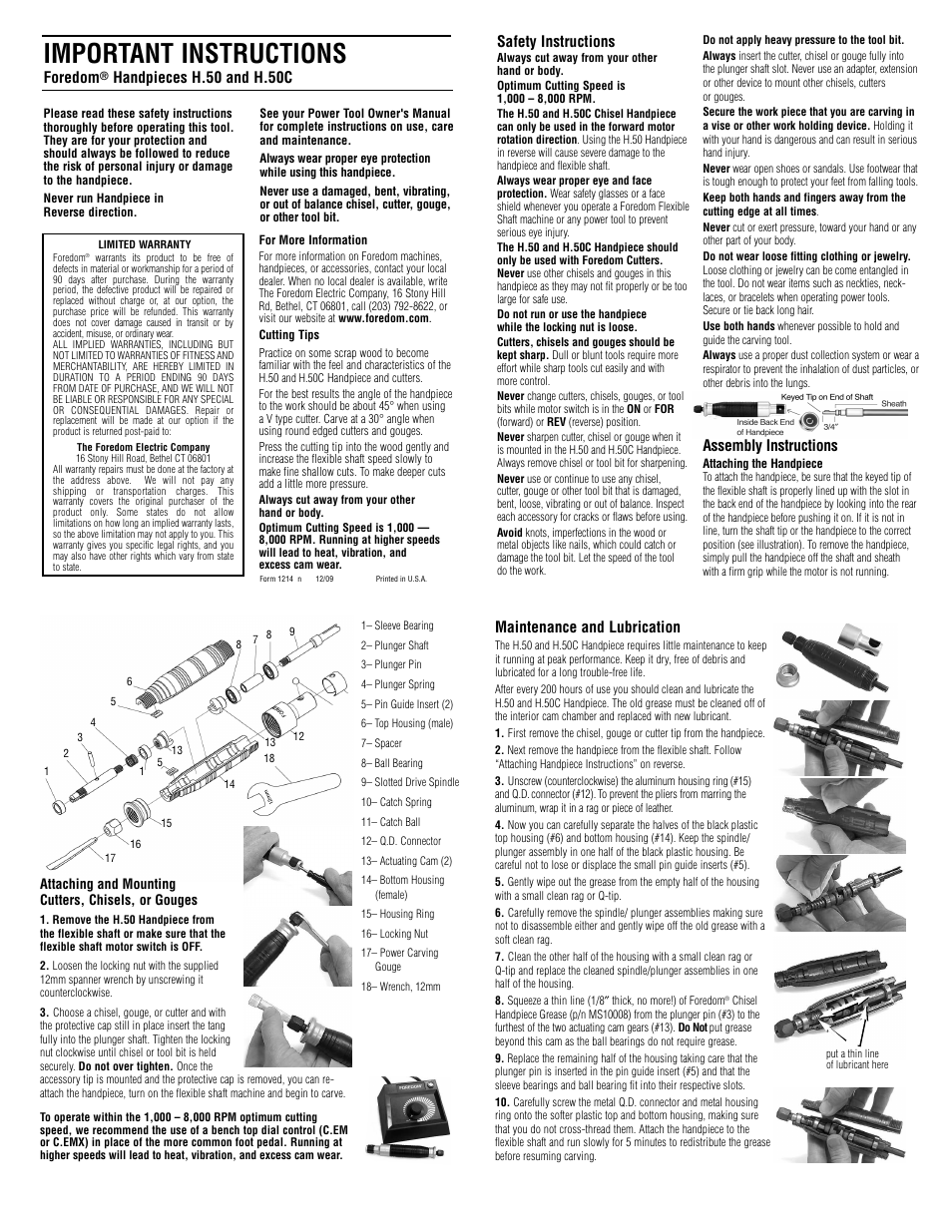 Foredom H.50C User Manual | 1 page