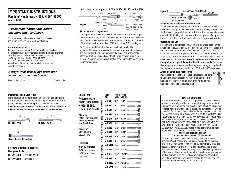 Foredom H.56D User Manual | 1 page