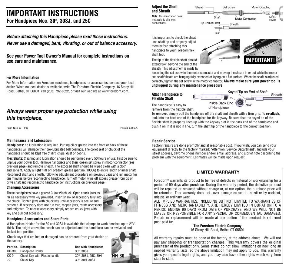 Foredom H.25C User Manual | 1 page