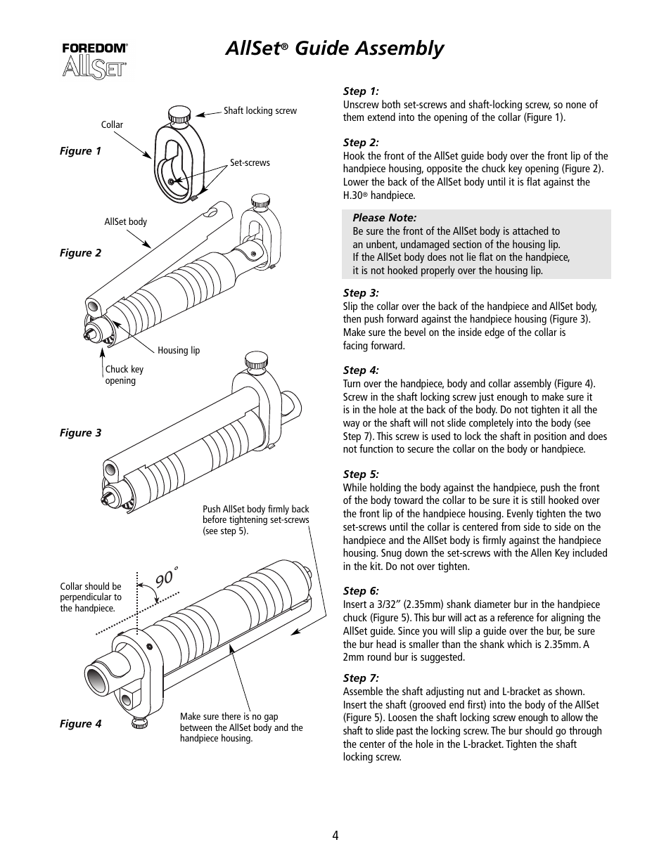 Allset, Guide assembly | Foredom Master Stone-Setting Kit User Manual | Page 4 / 12