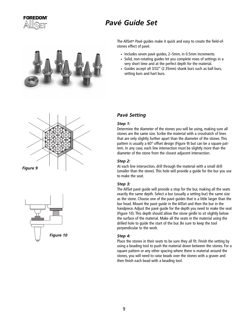 Pavé guide set | Foredom Master Stone-Setting Kit User Manual | Page 9 / 12