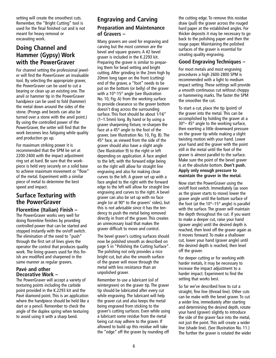 Surface texturing with the powergraver, Engraving and carving | Foredom Safety Instructions for Using User Manual | Page 6 / 8