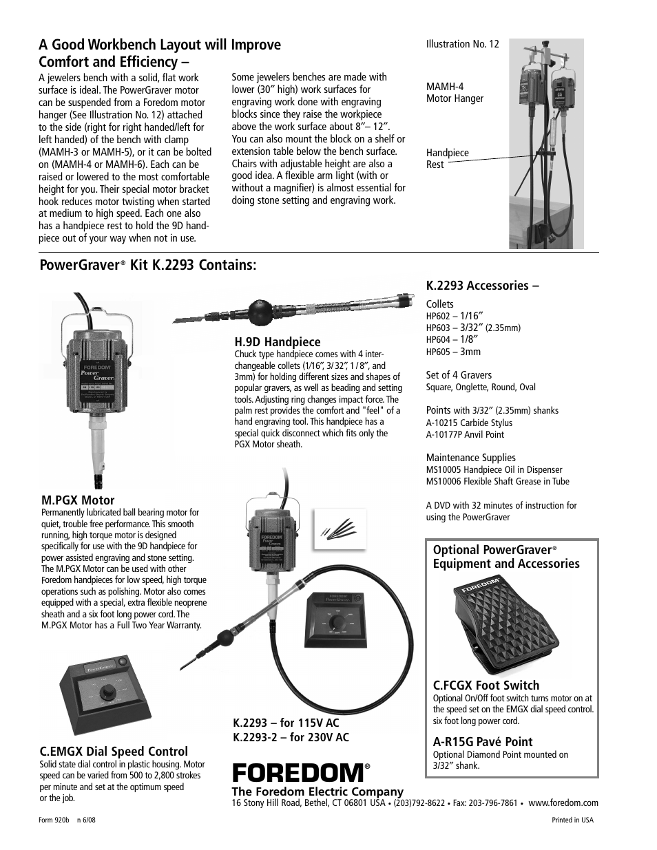 Foredom, Powergraver, Kit k.2293 contains | Foredom Safety Instructions for Using User Manual | Page 8 / 8