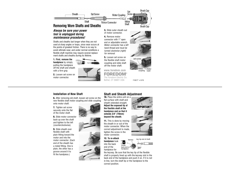 Foredom Shaft and Sheath Replacement User Manual | 1 page
