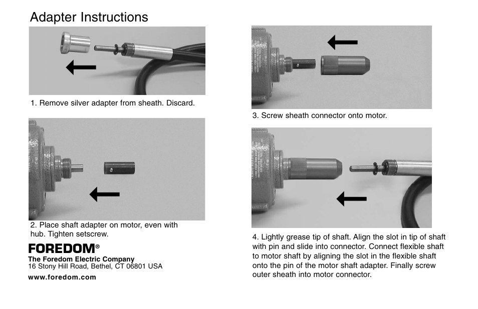 Foredom Adapter Instructions User Manual | 1 page