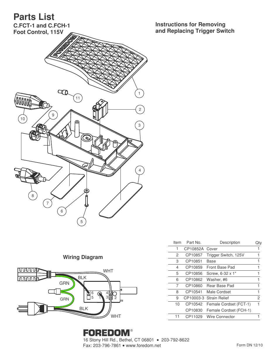Foredom C.FCH-1 User Manual | 1 page