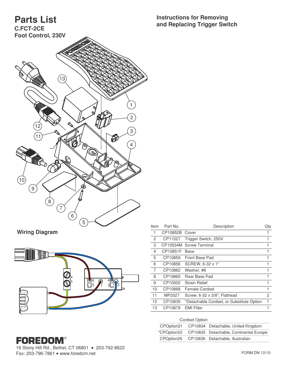 Foredom C.FCT-2CE User Manual | 1 page