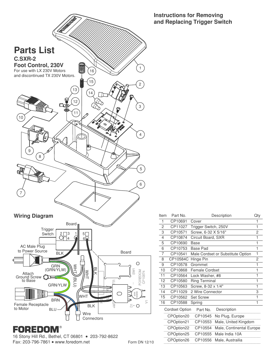 Foredom C.SXR-2 User Manual | 1 page