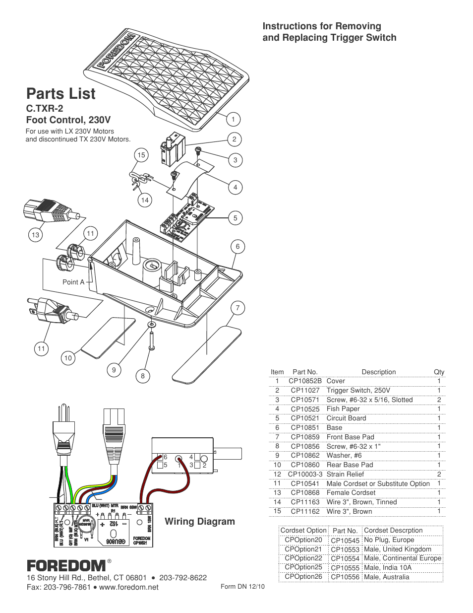 Foredom C.TXR-2 User Manual | 1 page