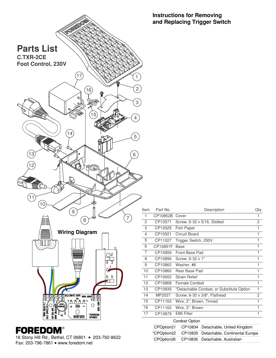 Foredom C.TXR-2CE User Manual | 1 page