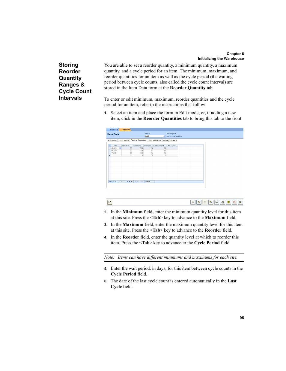 Storing reorder quantity ranges & cycle count, Intervals | IntelliTrack Inventory Shipping Receiving Picking (ISRP) User Manual | Page 123 / 398