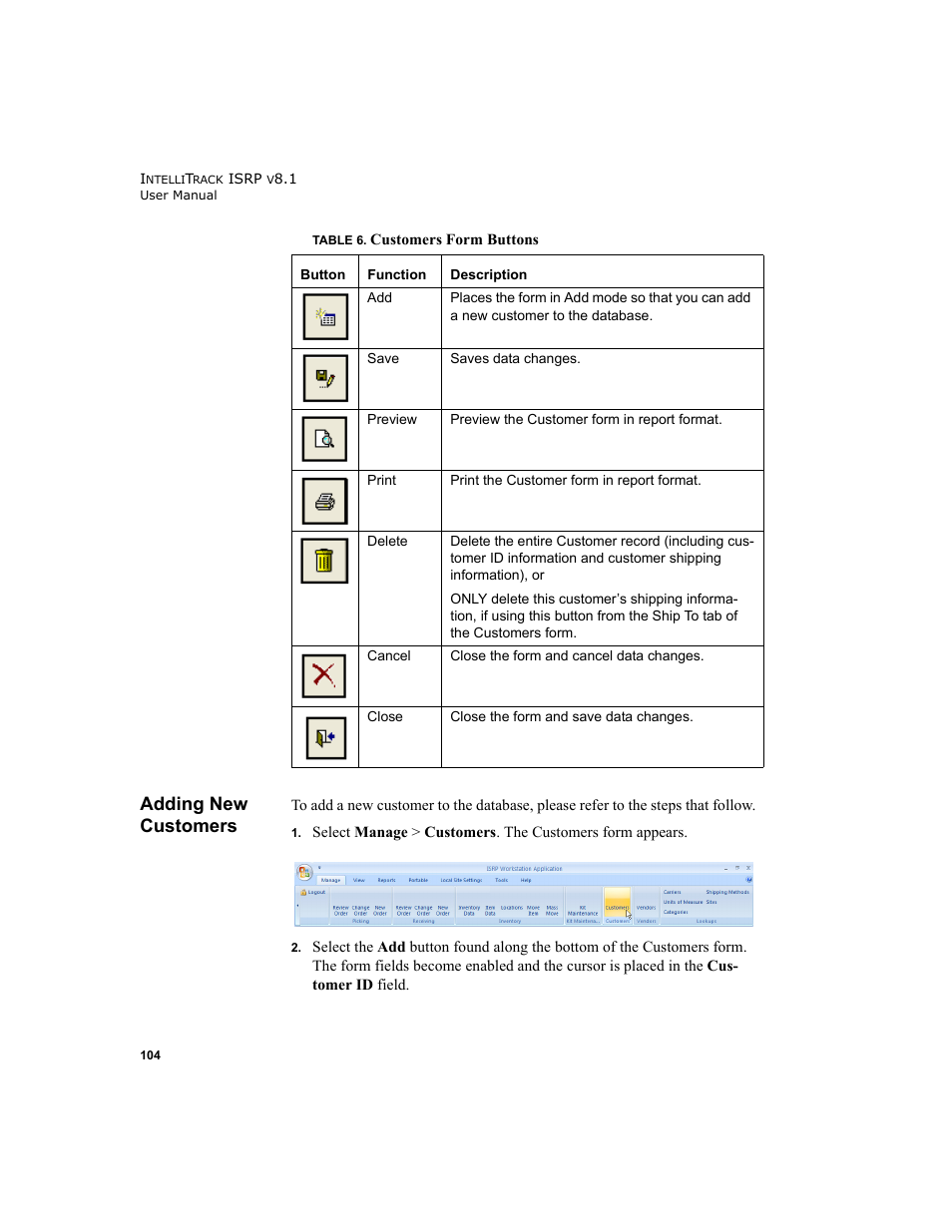 Adding new customers | IntelliTrack Inventory Shipping Receiving Picking (ISRP) User Manual | Page 132 / 398