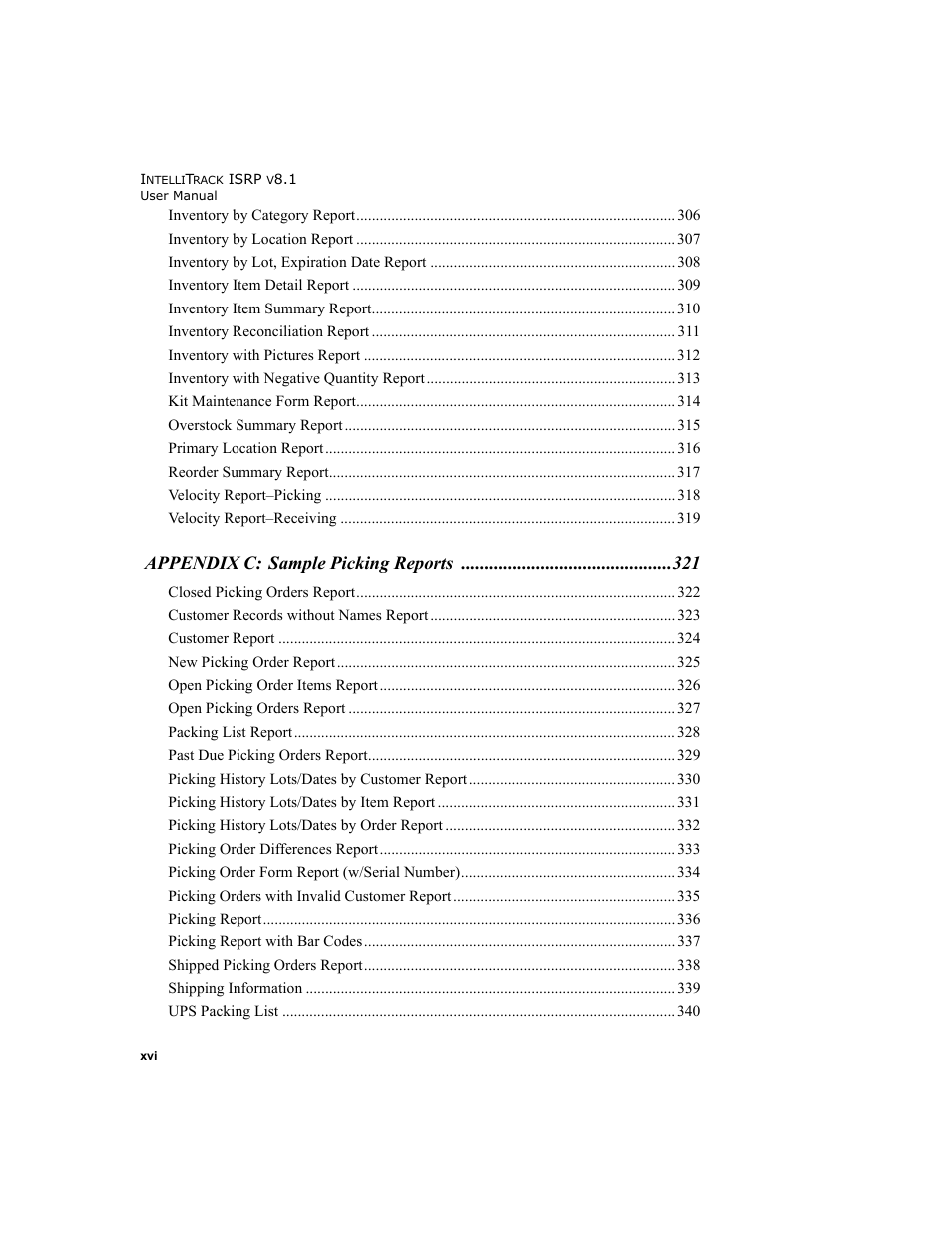 Appendix c: sample picking reports | IntelliTrack Inventory Shipping Receiving Picking (ISRP) User Manual | Page 16 / 398