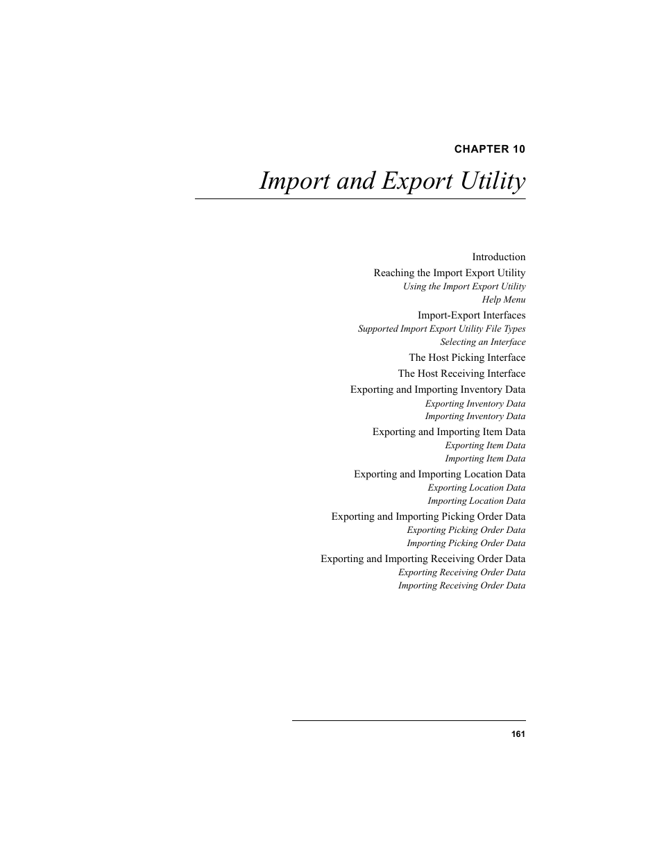 Chapter 10, Import and export utility | IntelliTrack Inventory Shipping Receiving Picking (ISRP) User Manual | Page 189 / 398
