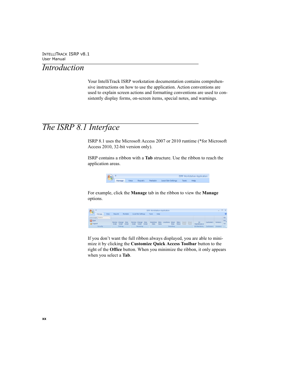 Introduction, The isrp 8.1 interface | IntelliTrack Inventory Shipping Receiving Picking (ISRP) User Manual | Page 20 / 398