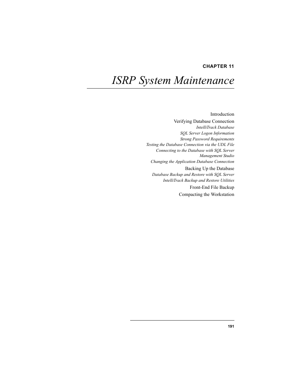 Chapter 11, Isrp system maintenance, Chapter 11: isrp system maintenance | IntelliTrack Inventory Shipping Receiving Picking (ISRP) User Manual | Page 219 / 398