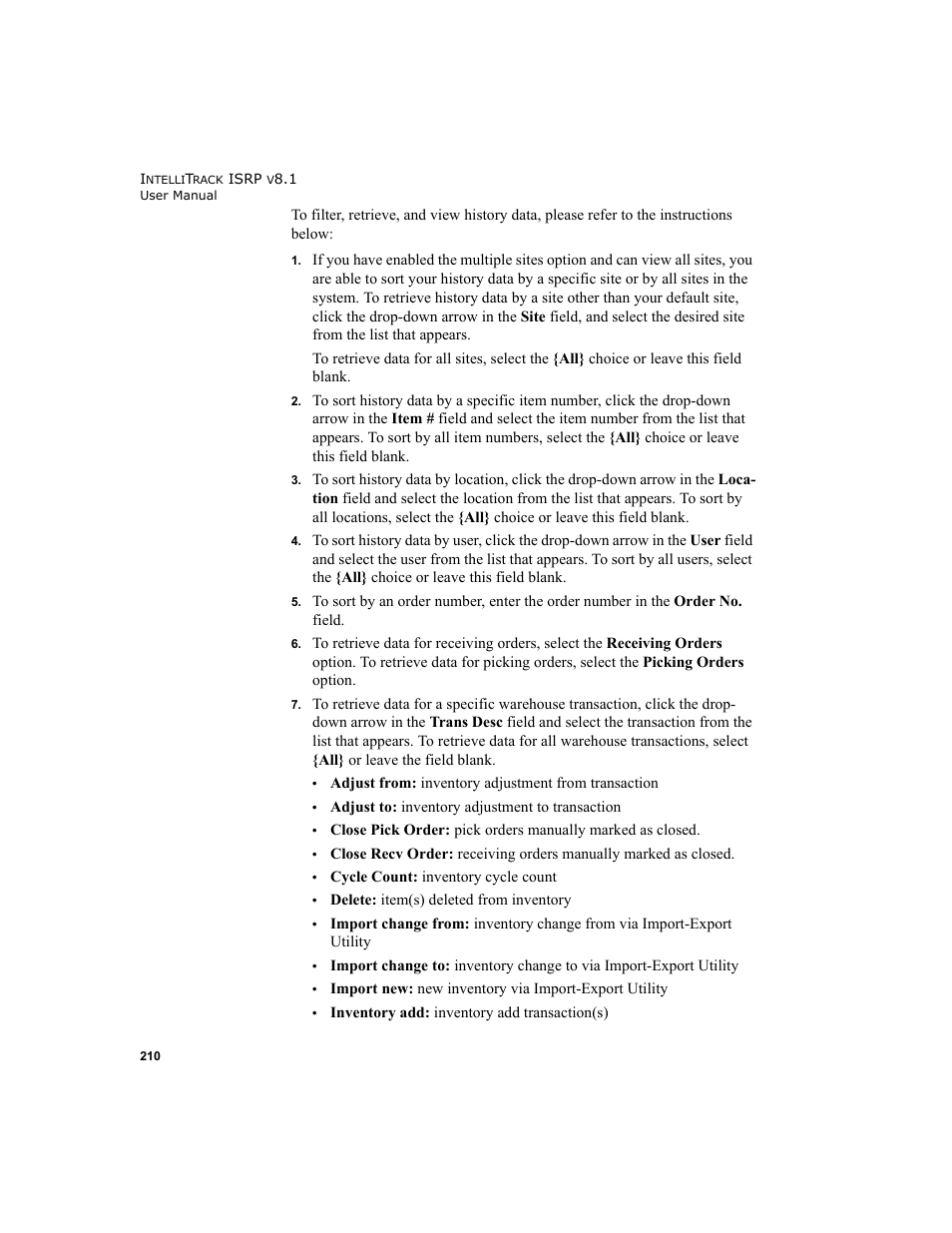 IntelliTrack Inventory Shipping Receiving Picking (ISRP) User Manual | Page 238 / 398