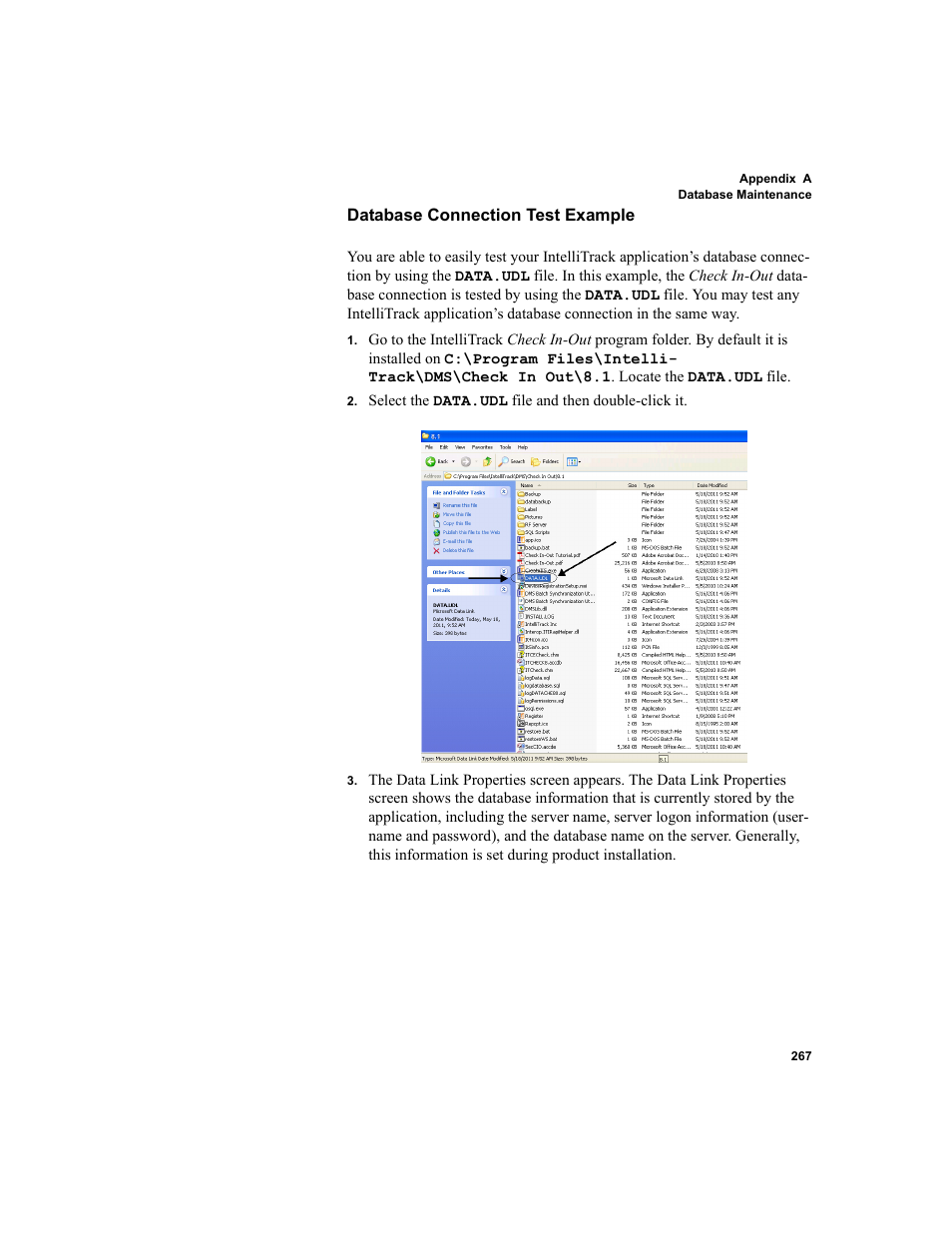 Database connection test example | IntelliTrack Inventory Shipping Receiving Picking (ISRP) User Manual | Page 295 / 398