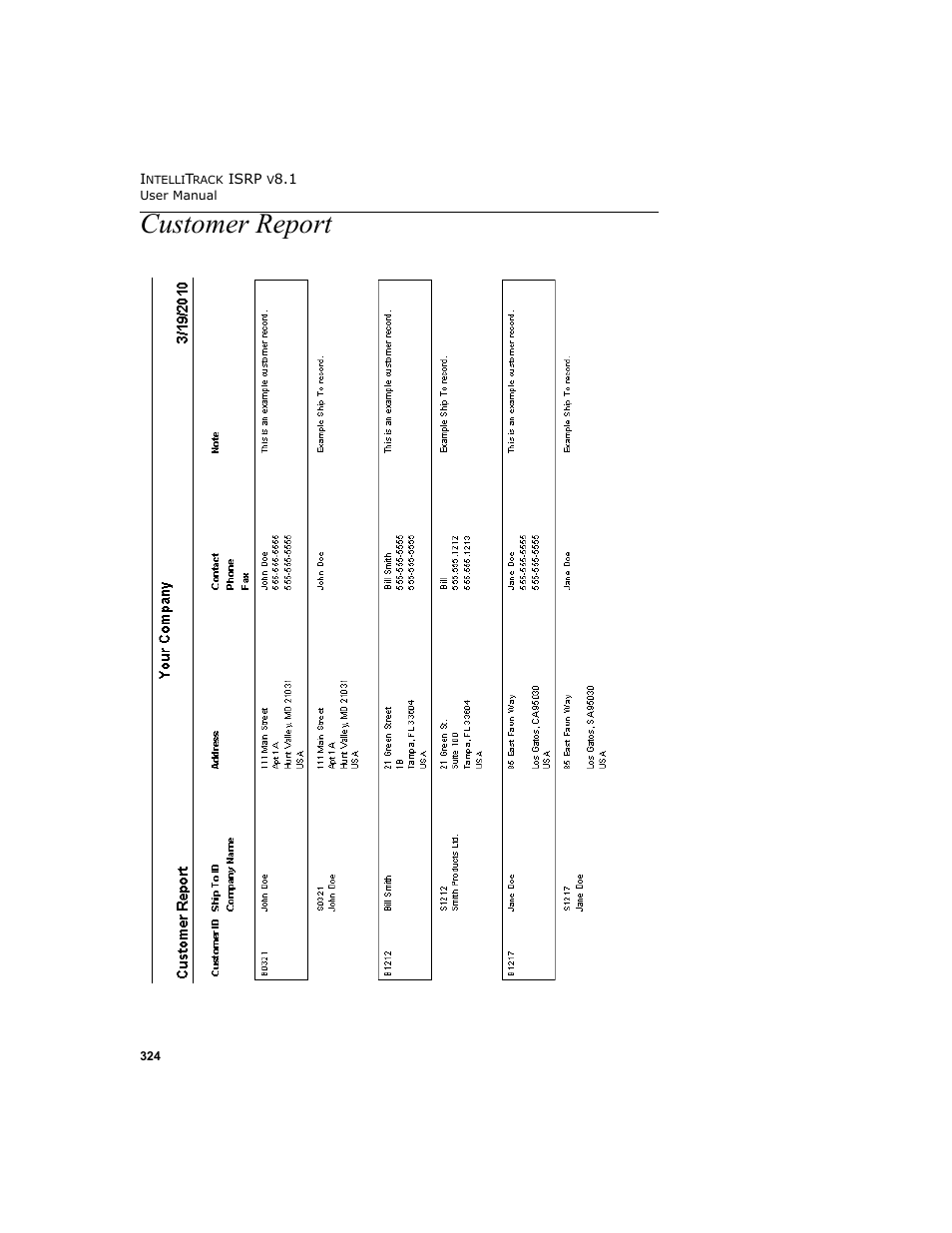 Customer report | IntelliTrack Inventory Shipping Receiving Picking (ISRP) User Manual | Page 352 / 398