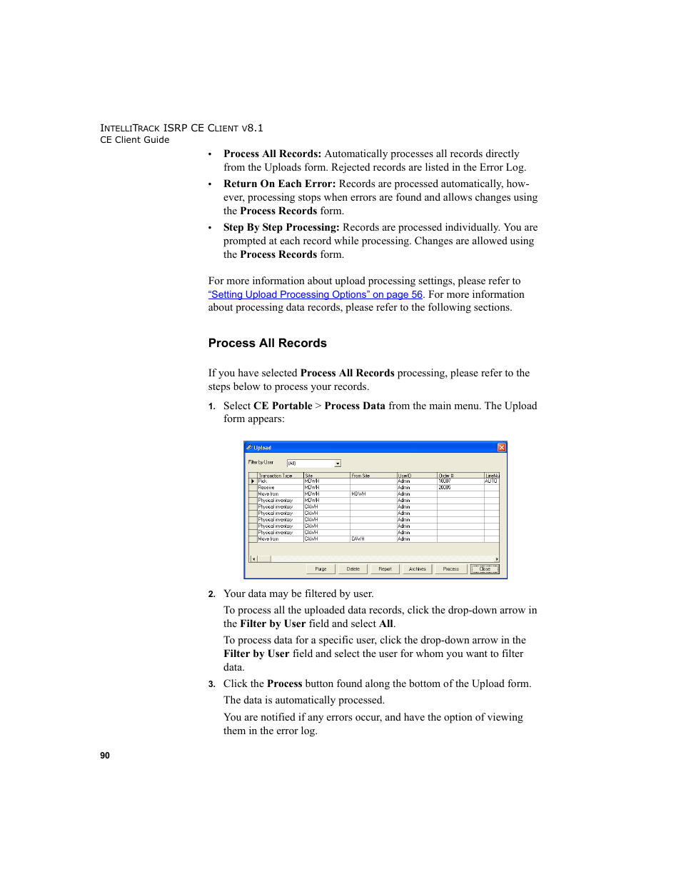 Process all records | IntelliTrack Inventory Shipping Receiving Picking (ISRP) User Manual | Page 102 / 172