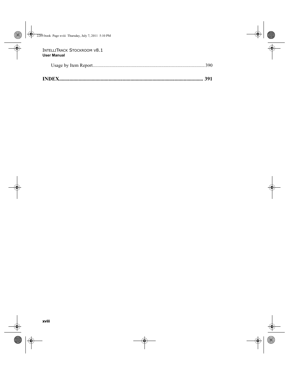 Index | IntelliTrack Stockroom Inventory User Manual | Page 18 / 424