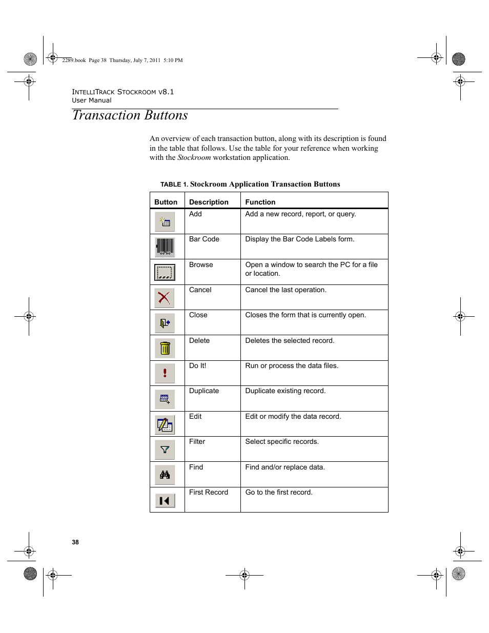 Transaction buttons | IntelliTrack Stockroom Inventory User Manual | Page 66 / 424