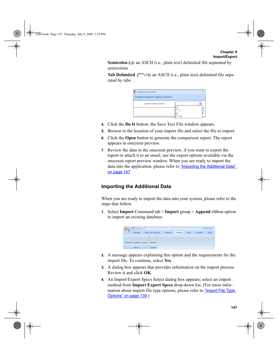 Importing the additional data | IntelliTrack Stockroom Inventory User Manual | Page 175 / 380