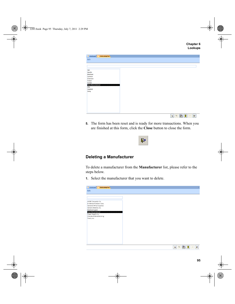 Deleting a manufacturer | IntelliTrack Check In/Out User Manual | Page 125 / 564